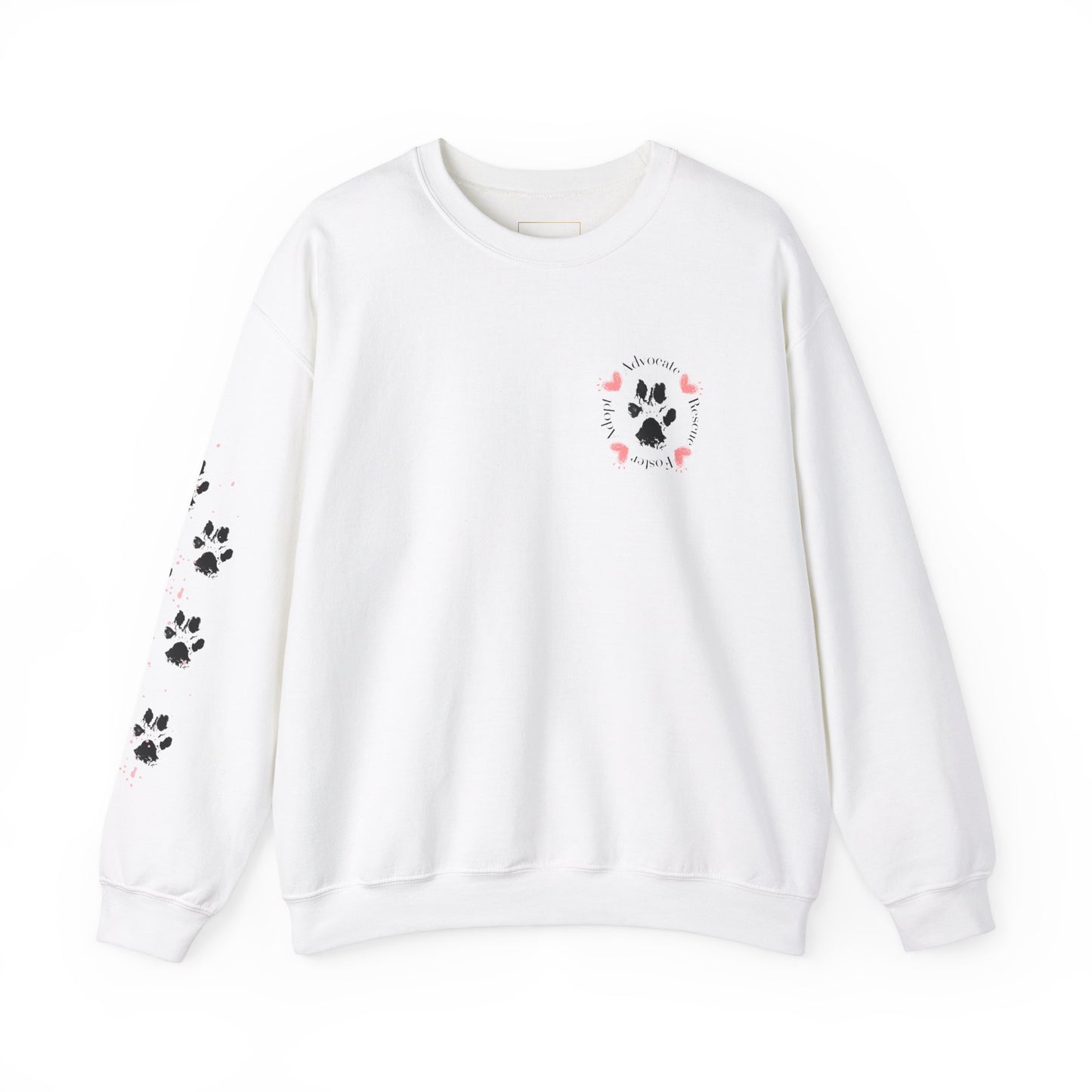 Paw Print advocate, rescue, foster, adopt.  Unisex Heavy Blend™ Crewneck Sweatshirt