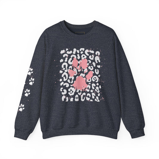 Leopard Print Paw Print Sweatshirt for Animal Lovers