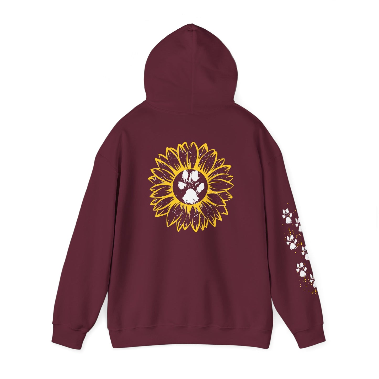 Paw Print & Sunflower Unisex Hoodie – Cozy Pet Lover Sweatshirt