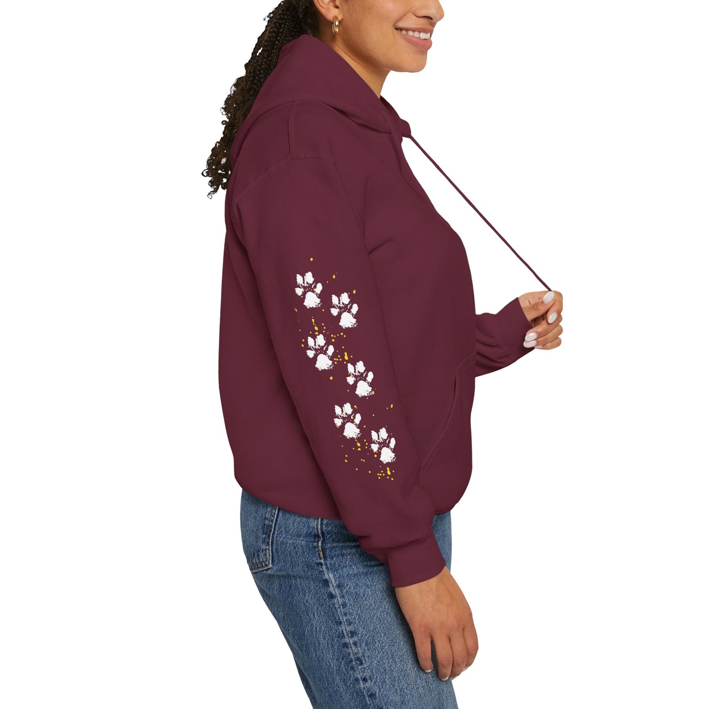 Paw Print & Sunflower Unisex Hoodie – Cozy Pet Lover Sweatshirt