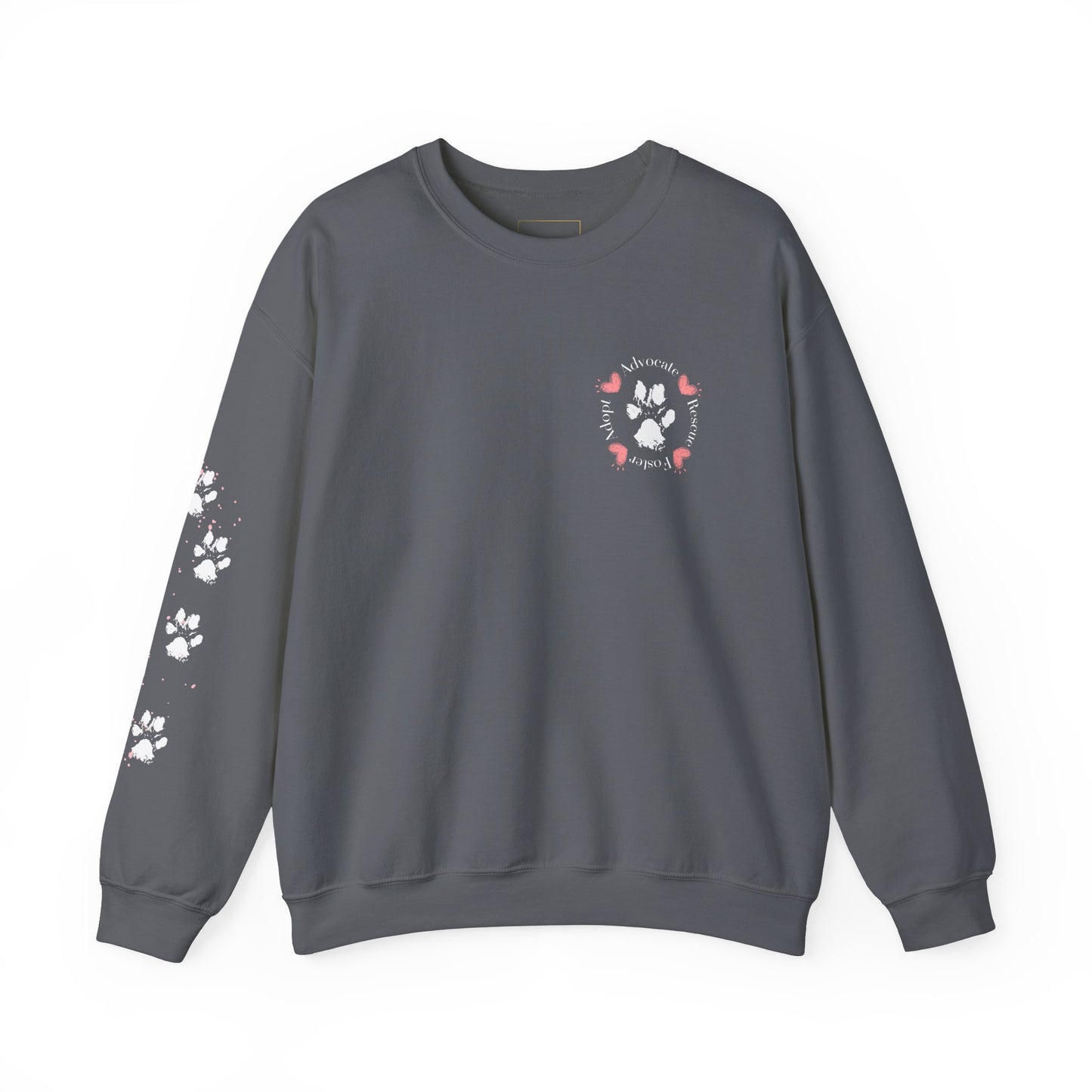 Paw Print advocate, rescue, foster, adopt.  Unisex Heavy Blend™ Crewneck Sweatshirt