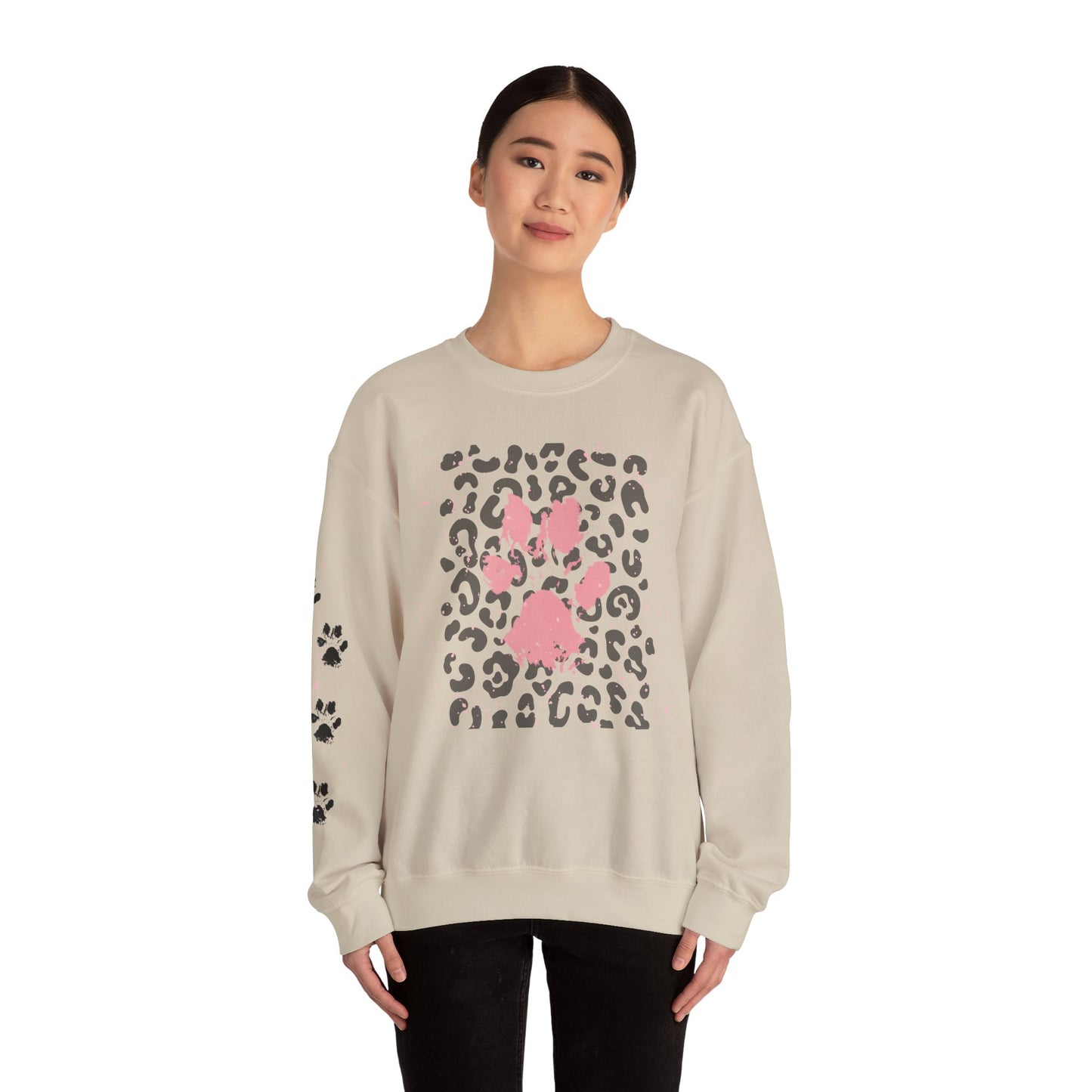 Leopard Print Paw Print Sweatshirt for Animal Lovers