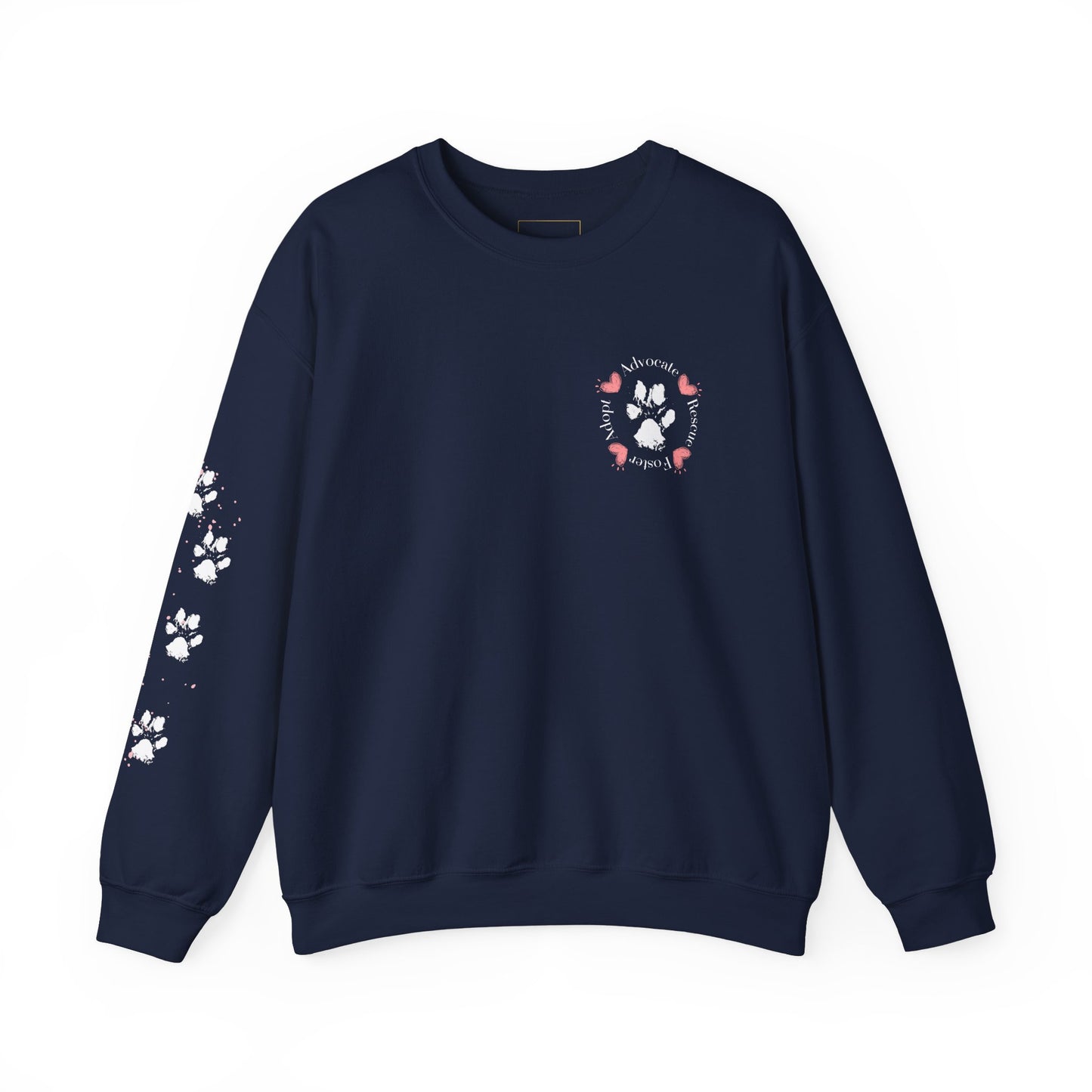 Paw Print advocate, rescue, foster, adopt.  Unisex Heavy Blend™ Crewneck Sweatshirt