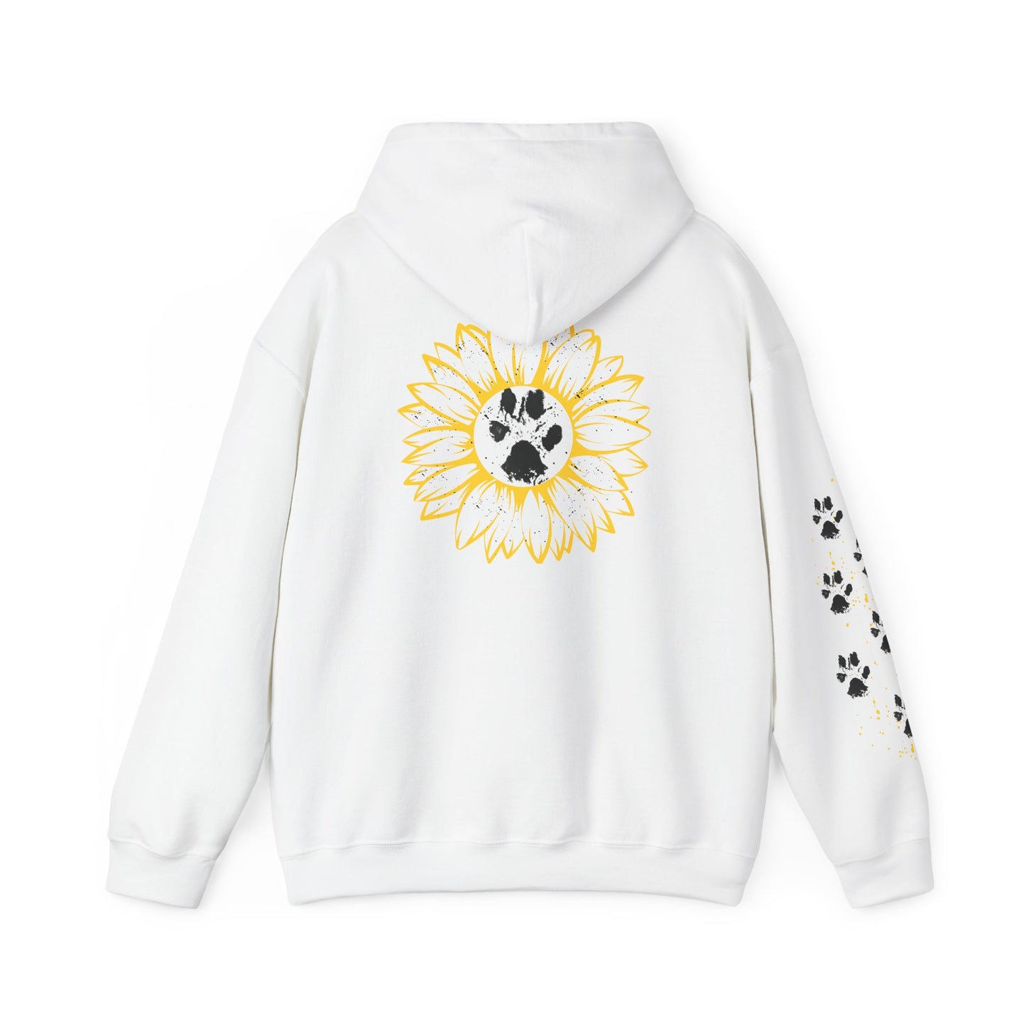 Paw Print & Sunflower Unisex Hoodie – Cozy Pet Lover Sweatshirt