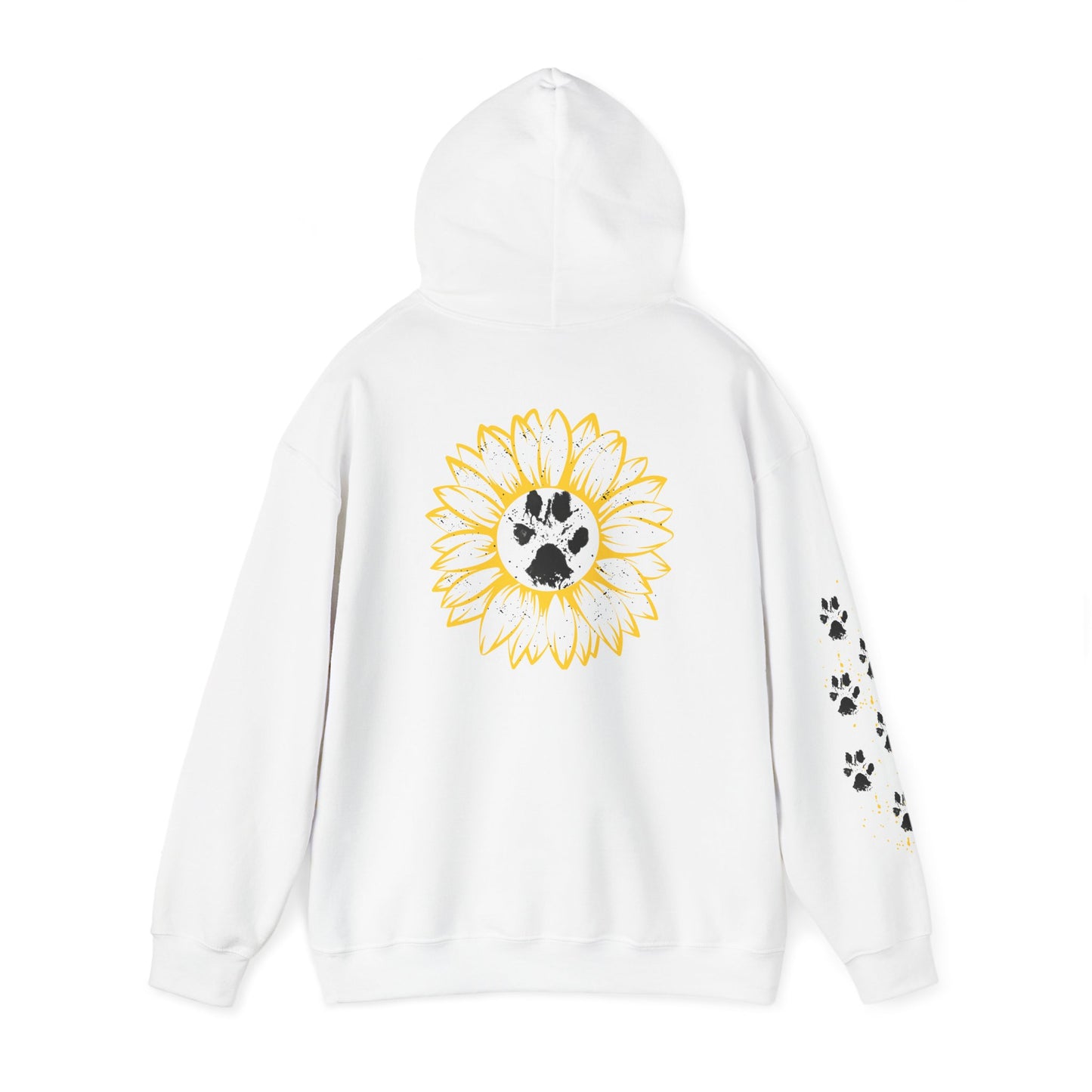 Paw Print & Sunflower Unisex Hoodie – Cozy Pet Lover Sweatshirt