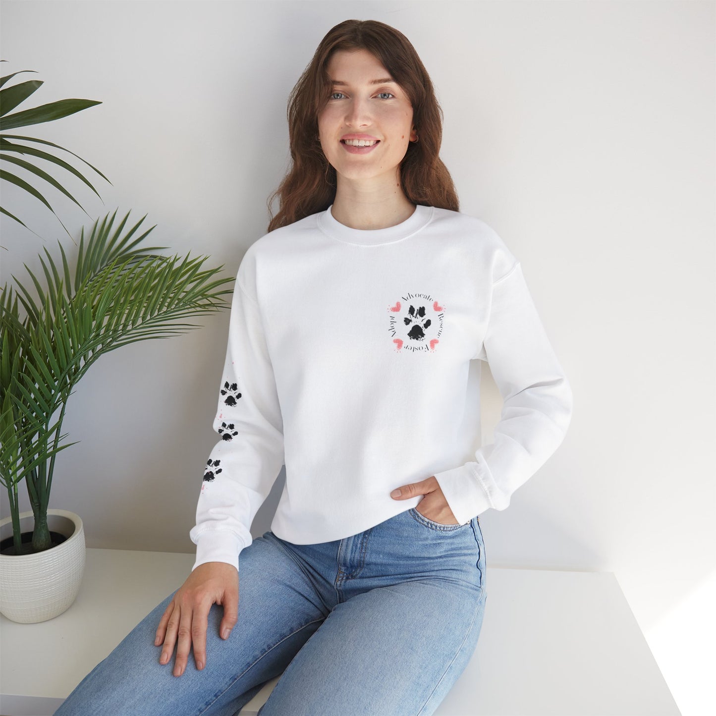 Paw Print advocate, rescue, foster, adopt.  Unisex Heavy Blend™ Crewneck Sweatshirt