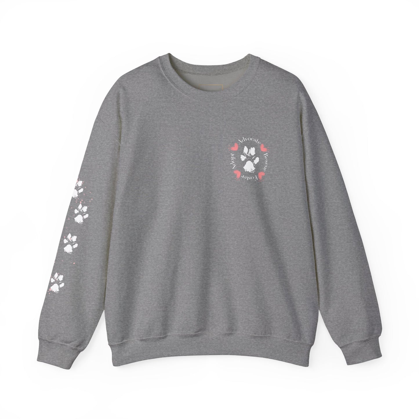 Paw Print advocate, rescue, foster, adopt.  Unisex Heavy Blend™ Crewneck Sweatshirt