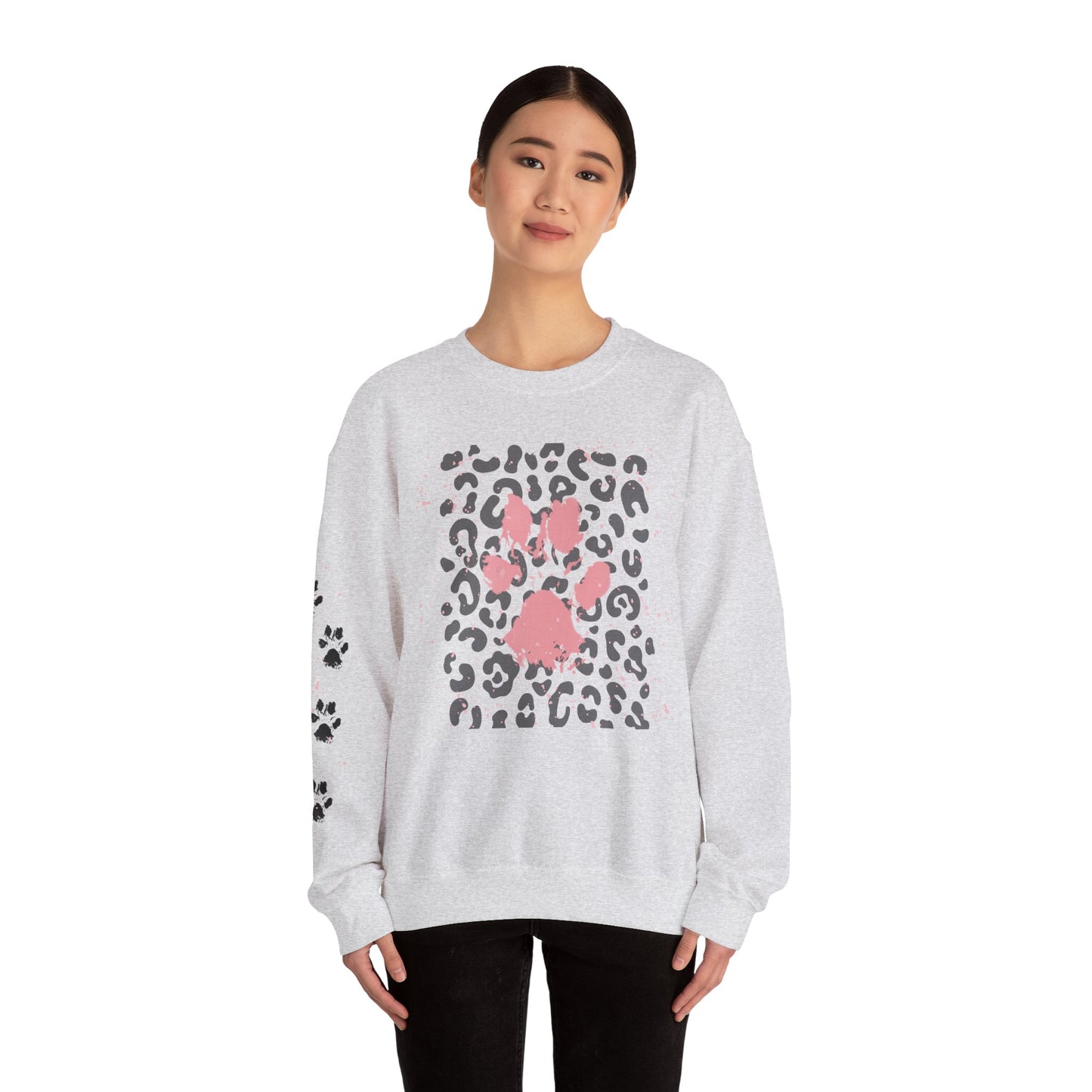 Leopard Print Paw Print Sweatshirt for Animal Lovers