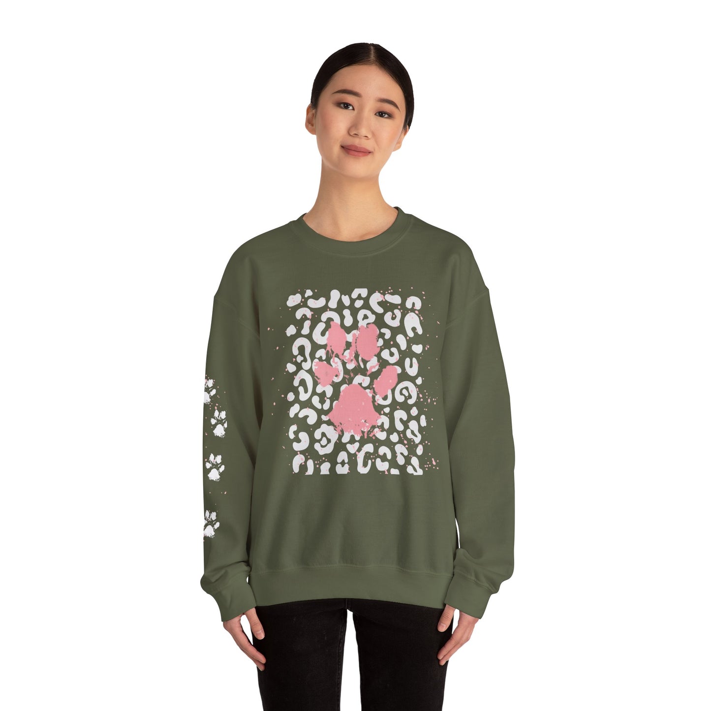 Leopard Print Paw Print Sweatshirt for Animal Lovers