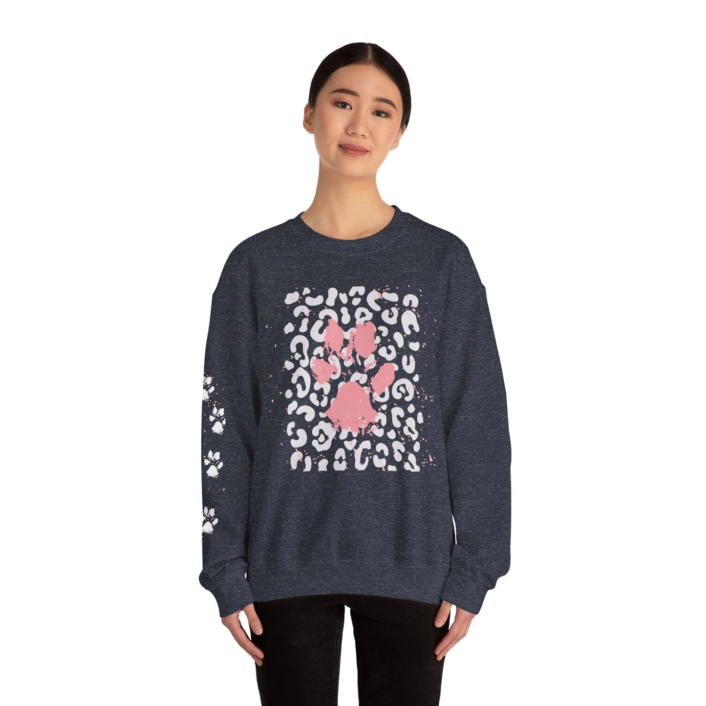 Leopard Print Paw Print Sweatshirt for Animal Lovers